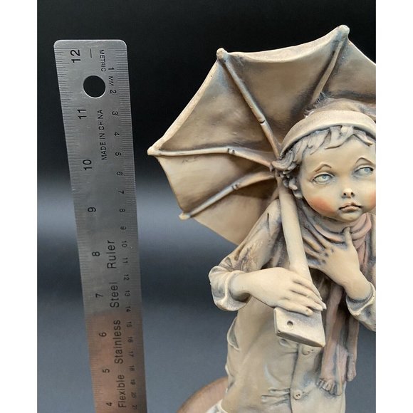 Early 12”Giuseppe Armani Capodimonte Figurine Boy Standing with Umbrella Vintage - Picture 15 of 15